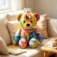 Boneka Beruang Super Lembut Ramah Lingkungan dengan Desain Bordir Kapas PP, OEM/ODM, MOQ Rendah, Pilihan Warna-Warni, Pereda Stres Anak
