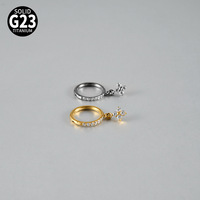 Cincin Klik Segmen Bunga Titanium G23 dengan CZ |   Perhiasan Tindik Hidung & Telinga Motif Bunga untuk Studio Estetika & Pasokan Grosir