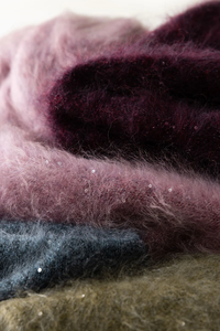 Custom <strong>Women's</strong> Cashmere Blend Sweater Deep Purple <strong>Sparkly</strong> Sequin V-Neck Fuzzy Knitted Pullover Fluffy Warm Loose <strong>Jumper</strong> Top - Product Image 3