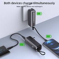 Chargeur mural mini rapide, batterie externe |   Banque d'alimentation portable 5000mAh Capsule USB-C Affichage LED Chargeur rapide 2 en 1 Prise universelle