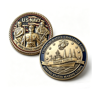 Moneda Conmemorativa Personalizada de la Marina de los Estados Unidos y el USMC, de Doble Cara, en Aleación de Zinc 3D, Color Oro Antiguo, Coleccionable, para el Año Nuevo Chino o Graduación - Product Image 4