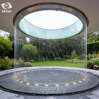 Fontaine murale moderne en acier inoxydable avec rideau lumineux RGB Water Crown, design durable, étanche