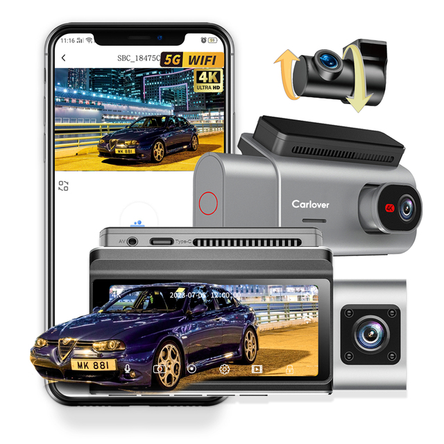 Best Hidden Cameras for Cars 3 Lens 3.69 Inch 4K Dash Cam Front and Rear Car Vehicle Cameras