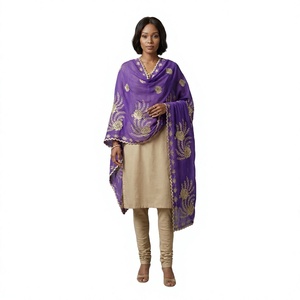 Wholesale Custom Floral Rhinestone Embroidery Lightweight Breathable <b>Chiffon</b> Women Shawl Summer Daily Wear <b>Scarf</b> Wrap Bulk - Product Image 1