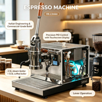 Mesin Espresso Spring Lever, Boiler Uap 2.5L + Boiler Kopi 0.3L, PID 0.1 ° C Precision, Tangki Air 2.5L Terintegrasi