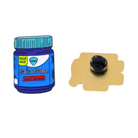 Bros logam kutipan slogan Colita De Rana, bros logam penawaran biru, botol obat Aloi Enamel Pin kerah