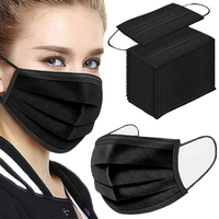Masques plats noirs réutilisables, 3 plis, lavables, avec pince-nez réglable, en tissu non tissé, respirateurs de protection anti-poussière pour l'extérieur