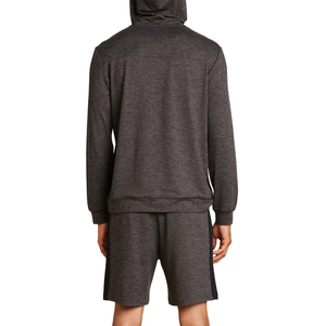 ชุดฮู้ดดี้และกางเกงขาสั้นผู้ชายผ้าเนื้อนุ่ม ระบายอากาศ แห้งเร็ว สีพื้น สไตล์สตรีทแวร์ ชุดลำลองสำหรับฤดูหนาว - Product Image 4