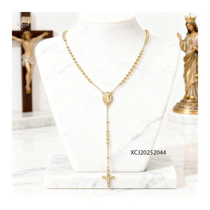 Rosario <span class=keywords><strong>DE</strong></span> <span class=keywords><strong>LA</strong></span> <span class=keywords><strong>Virgen</strong></span> María, collar con cuentas, cadena <span class=keywords><strong>de</strong></span> Rosario chapada en <span class=keywords><strong>oro</strong></span> para bodas, fiestas y regalos, venta al por mayor - Product Image 1