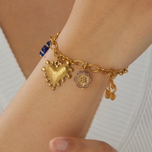 Fashionable Gold Plated Heart Charm Bracelet Zinc Alloy Multi Element Pendant Flower Money Bag Swan Women's Jewelry Gift - Product Image 2
