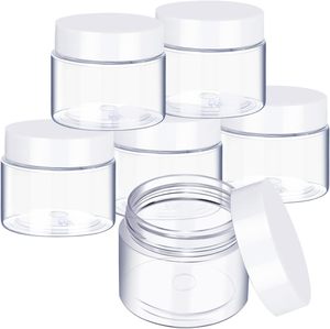 High Quality Clear PET <b>Plastic</b> <b>Jars</b> 4OZ 8OZ 16OZ Empty Cans with White Lids for Cosmetic Cake Food Packaging - Product Image 1
