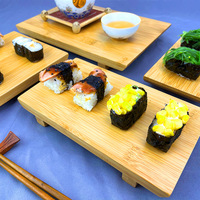Planche à sushi en bambou, plateau en bois japonais Geta, plateau rectangulaire pour servir, plateau à sashimi, vaisselle de restaurant, logo personnalisé