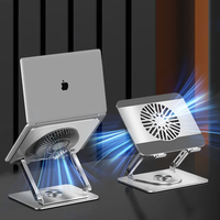 Nouveauté Metal 360 °   Support d'ordinateur portable rotatif, support d'ordinateur portable à angle réglable avec ventilateur magnétique amovible avec lumière RVB