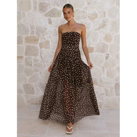 Robe décontractée à pois, robe bustier tendance, robe longue en maille avec logo personnalisé, vente en gros directe usine