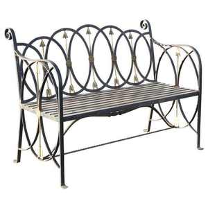 Banc de jardin extérieur à finition classique en fer forgé, ensemble de meubles traditionnels en fonte pour hôtel, parc, complexe hôtelier, cour. - Product Image 1