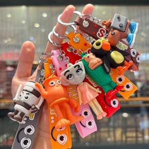 Porte-clés en PVC amusant et écologique, style dessin animé abstrait Shanghai Jing, pour étudiants, en boîte surprise, cadeau - Product Image 1