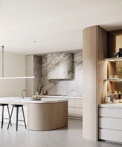 Remodelación de Cocina Modular Moderna y Artística con Diseño de Isla, Encimera de Mármol, Grifo, Cajón, Canasta y Construcción de Madera Contrachapada - Product Image 3