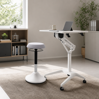 Bureau debout mobile inclinable et réglable en hauteur avec tabouret ergonomique à bascule – Ensemble poste de travail pour bureau à domicile