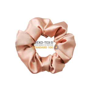 Organic 100% Mulberry Silk Scrunchies Set Tie Elastic Ponytail Holder Shining Silk Scrunchies