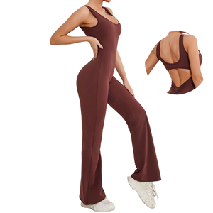 Mono Deportivo de Fitness para Mujer con Logotipo Personalizado, de Secado Rápido, Transpirable, Elástico en Cuatro Direcciones, de Spandex/Nylon, con Pierna Ancha - Product Image 1