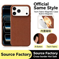 Étui de protection magnétique en tissu tressé pour iPhone 17 Pro Max, avec bouton IA et fonction anti-traces de doigts