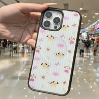 Coque de téléphone à panneau arrière magnétique remplaçable pour iphone 17 / 17pro/17promax/17air avec le chien à rayures verticales dorées