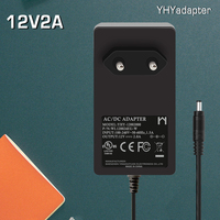 Adaptateur secteur interchangeable AC/DC 12V 2A pour appareils photo numériques audio et éclairage LED, compatible avec les prises US, UK, EU, AU, JP.