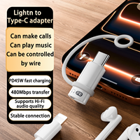 Adaptador de Auriculares USB C Giratorio, Adaptador Hembra de 8 Pines, Carga Rápida PD de 45W, Transmisión de Datos de 480Mbps, Alta Calidad de Sonido HIFI
