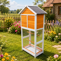 SDB012 Cage à perroquet en bois écologique de luxe, maison pour oiseaux de taille moyenne, plateau en métal, fermeture coulissante, intérieur/extérieur, toutes saisons