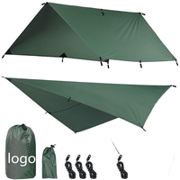 Bâche de camping pour 2 personnes-Abri de tente robuste ou mouche de pluie-Essentiels de camping imperméables pour la randonnée, le bushcraft et le hamac