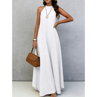 Robe longue d'été sans manches en soie glacée, style swing, couleur unie, grande taille, pour les vacances, style européen et américain