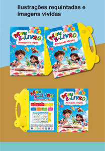 Máquina de Aprendizaje de Libros Electrónicos para la Educación Temprana de los Niños, Libro Sonoro Bilingüe en Portugués e Inglés, Juguete Educativo - Product Image 3
