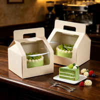 Boîtes à gâteaux personnalisées haut de gamme, recyclables, écologiques, jetables, avec poignée, 12x12x12