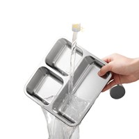Boîte repas 3 compartiments en acier inoxydable 304, boîte à lunch à portions contrôlées, récipient alimentaire domestique