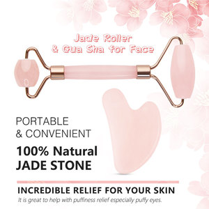 Nuovo Prodotto: Massaggiatore Facciale con <span class=keywords><strong>Rullo</strong></span> in Giada e Guasha in Quarzo Rosa con Manico in Acrilico - Product Image 4