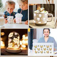 UV DTF Tasse Wrap Autocollant Animal Design Dessin Animé Corgi Grenouille Panda Transfert pour Verre Tasse Bouteille D'eau DIY Décoration