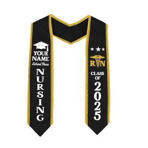 Ensemble de Stoles de Remise de Diplôme Personnalisées Classe 2025 – Accessoires Durables en Polyester Imprimés par Transfert Thermique pour Écharpe, Toque et Robe de Cérémonie - Product Image 4