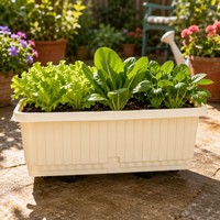 Jardinière rectangulaire surélevée en plastique PP blanc et vert avec panneau à grille moderne et trous de drainage pour la maison