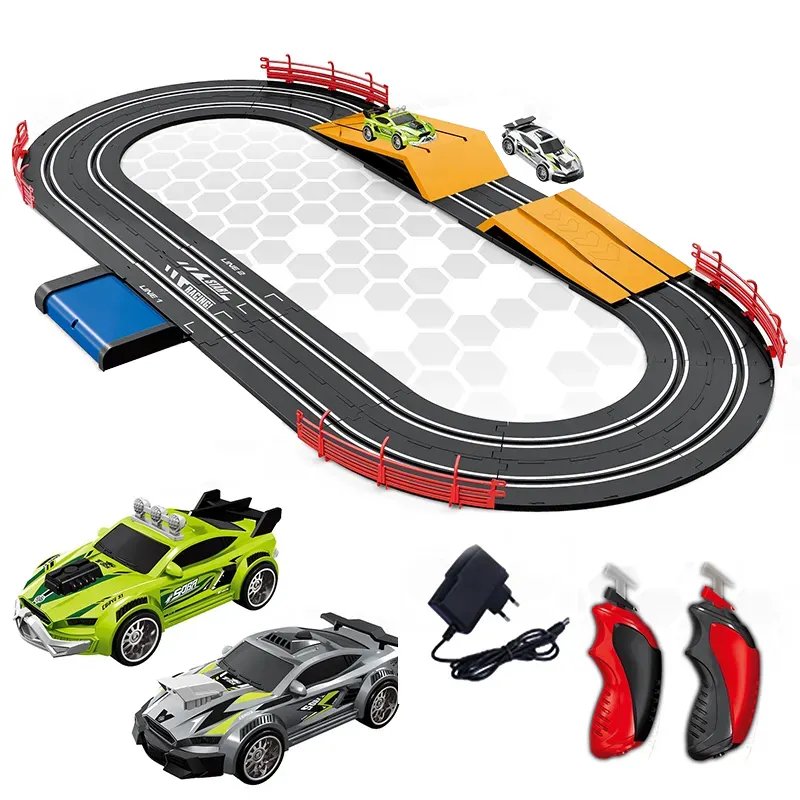 Mainan Slot mobil balap rel Way Diy mainan jalur mobil elektrik 1:43 Jalur balap untuk anak laki-laki anak-anak mainan mobil balap plastik