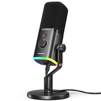 Microphone dynamique double interface MAONO PD100X avec éclairage RGB pour PC, PS5, streaming en direct, podcast et enregistrement vocal