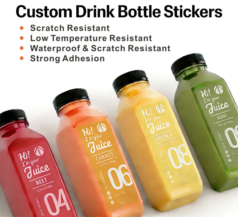 Custom Waterproof Oil Proof Barcode Adhesive Labels for Bottled Juice and Beverage Printed Paper Roll Labels