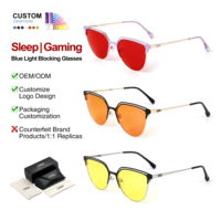 Lunettes de sommeil surdimensionnées œil de chat anti-lumière bleue, monture métallique complète, verres PC, protection d'écran, loisirs, style de vie, pour femmes, ODM