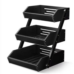 Solid Wood <b>Storage</b> Rack 3 Tier Black <b>Kitchen</b> Food Organizer Freshness Preservation - Product Image 5