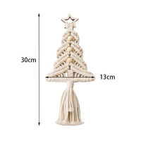 Boho Gewebte Baumwolle Holz Rechteckige Handgemachte Weihnachtsbaum Makramee Wandkunst Hängende Tapisserie Winter Neujahr Party Deko