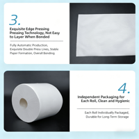 Échantillon Gratuit - Papier Toilette Blanc Doux Écologique 2 Plis en Rouleau Jumbo à Déroulement Central pour Usage Domestique et en Restaurant