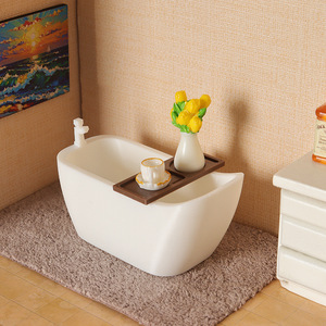<span class=keywords><strong>Miniature</strong></span> de maison de poupée, modèle de baignoire de simulation, accessoires de jeu de rôle pour salle de bain, décorations - Product Image 2