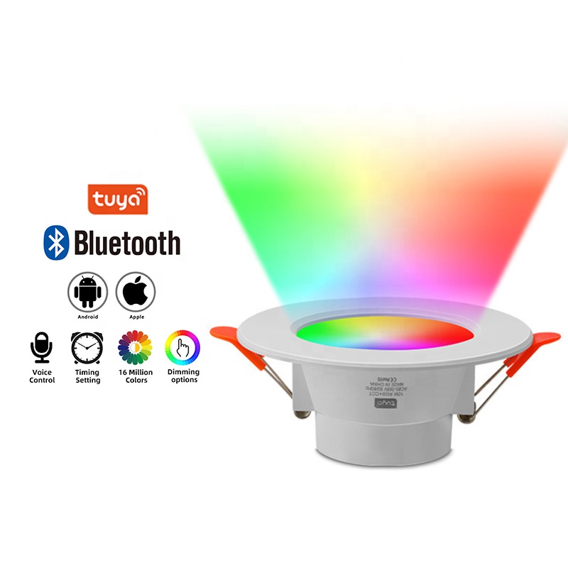 RGBCW Tuya синий зуб умный светильник 85-265v полноцветные времени СИД Dimmable СИД вниз светильник светодиодный встраиваемый круглый потолочный светильник APP управление