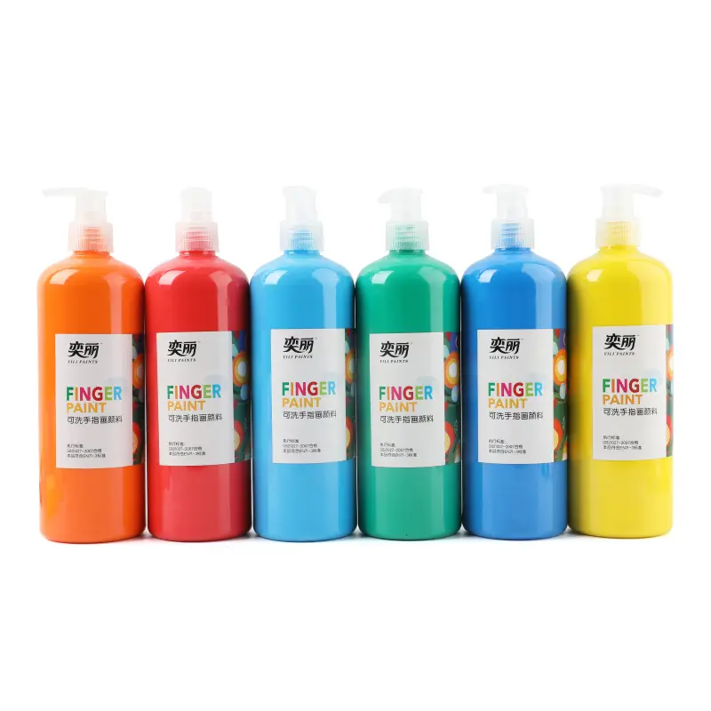 24 renk basın şişe akrilik boya seti yıkanabilir çocuklar parmak boyama 500ml akrilik Pigment toptan plastik kaplar sanat boyama
