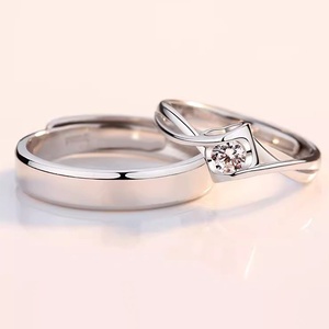 Anillos de Pareja de Plata de Ley S925, Estilo Coreano, Diseño de Lujo Ligero, Anillo de Circonio en Forma de Corazón - Product Image 2