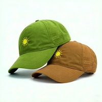 Casquettes de sport en nylon/polyester personnalisées, découpées au laser, perforées, 6 panneaux, imperméables, style « Dad Hat », visière incurvée, pour le golf
